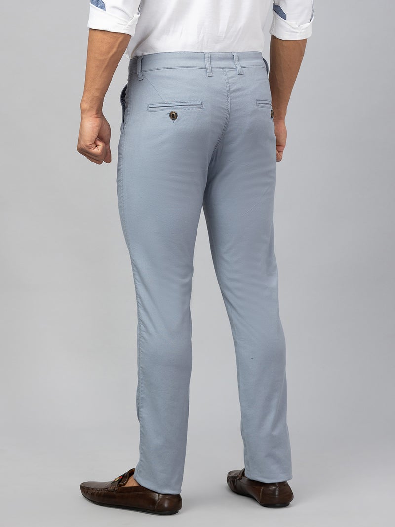 Globus Men Blue Solid Cotton Casual Slim Fit Chinos - Image 3